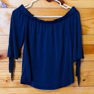 Navy Off Shoulder Top